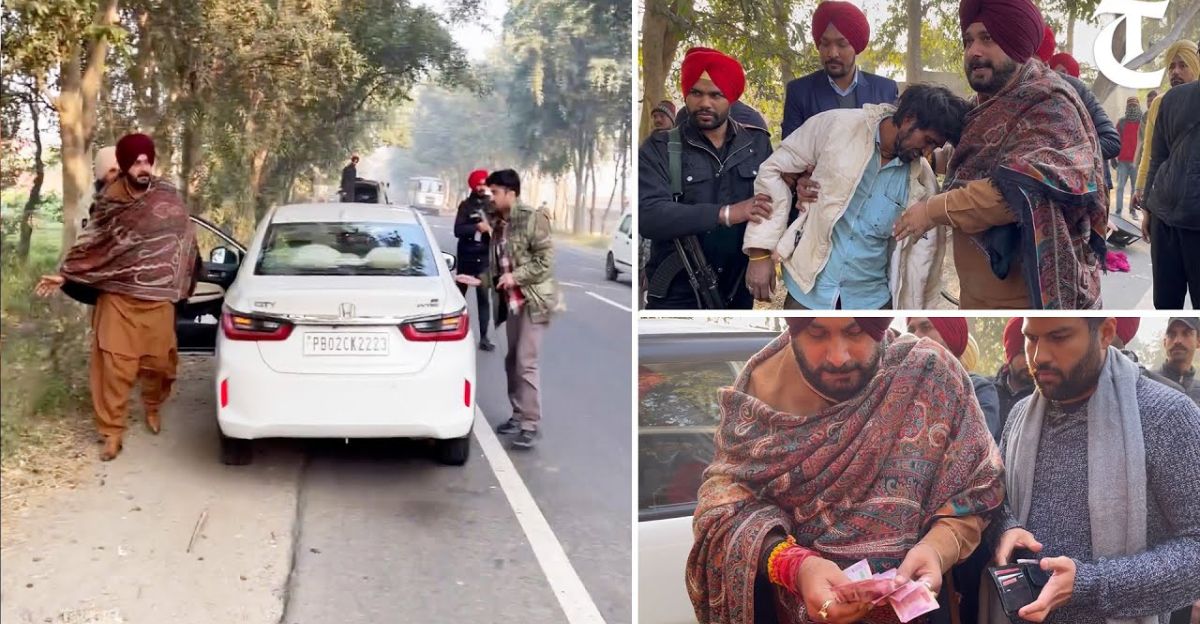 राजनेता नवजोत सिंह सिद्धू ने दुर्घटना के शिकार व्यक्ति की मदद के लिए अपने काफिले को रोका [वीडियो]