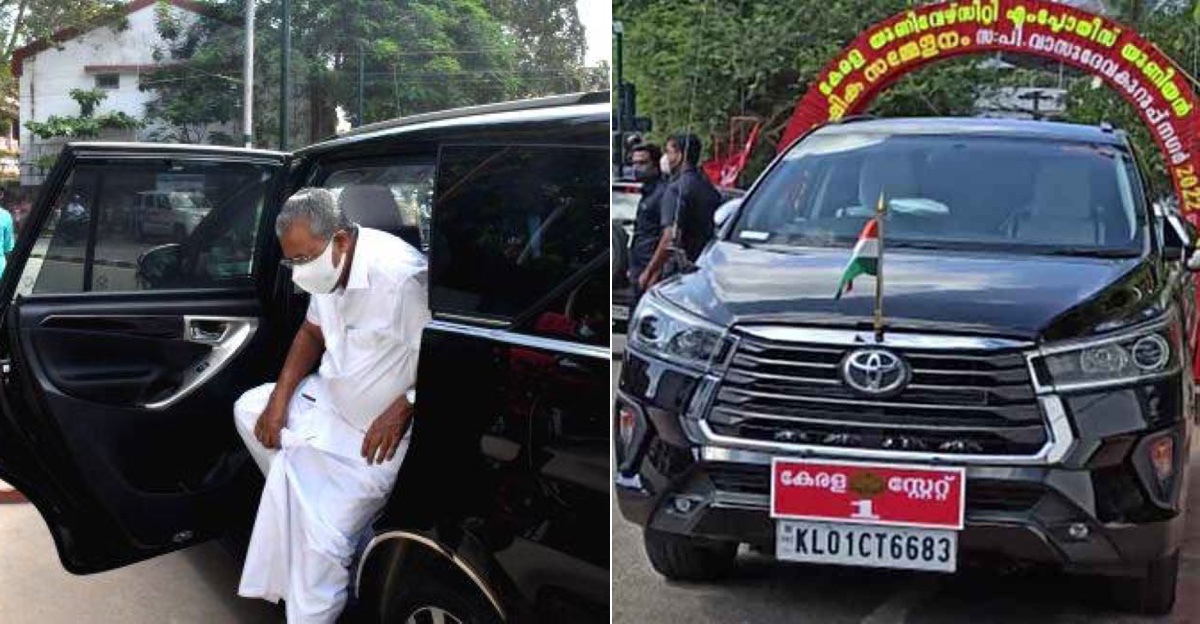 केरल के मुख्यमंत्री ने काली Innova Crysta MPV के लिए सफेद Toyota Innova Crysta को छोड़ दिया