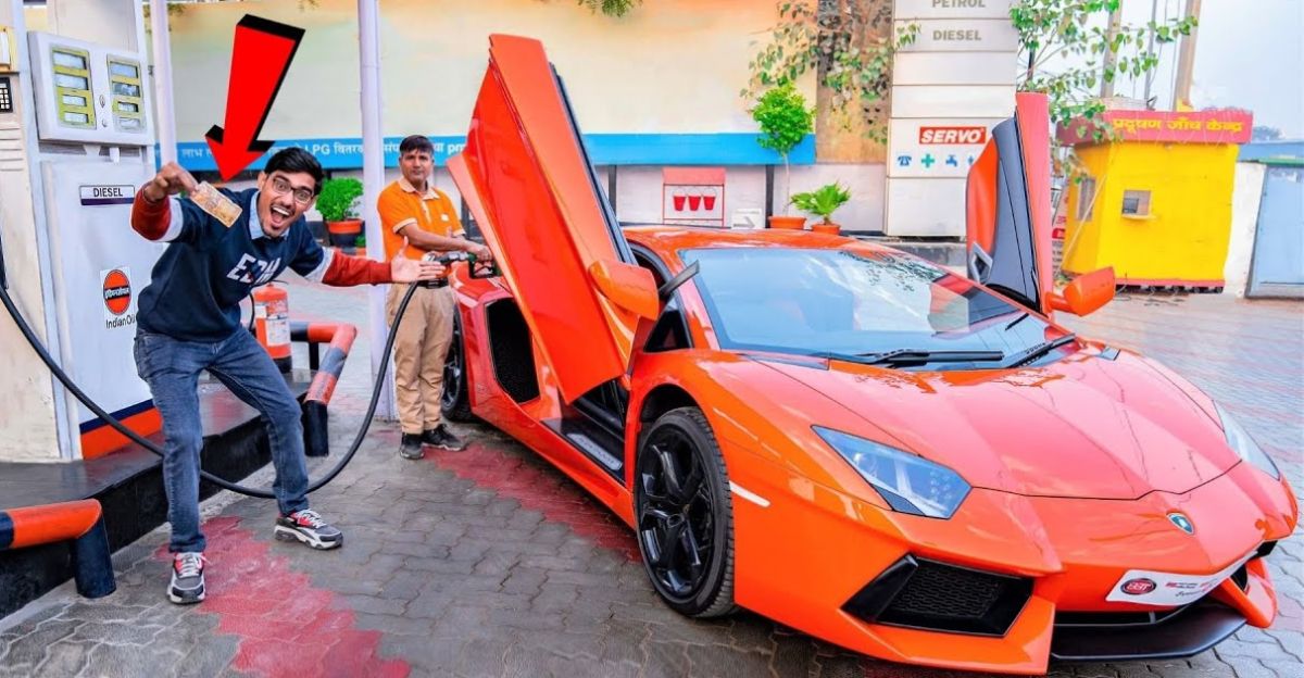 Lamborghini Aventador में Vlogger ने 10 रुपये का ईंधन भरा: प्रैंक वीडियो