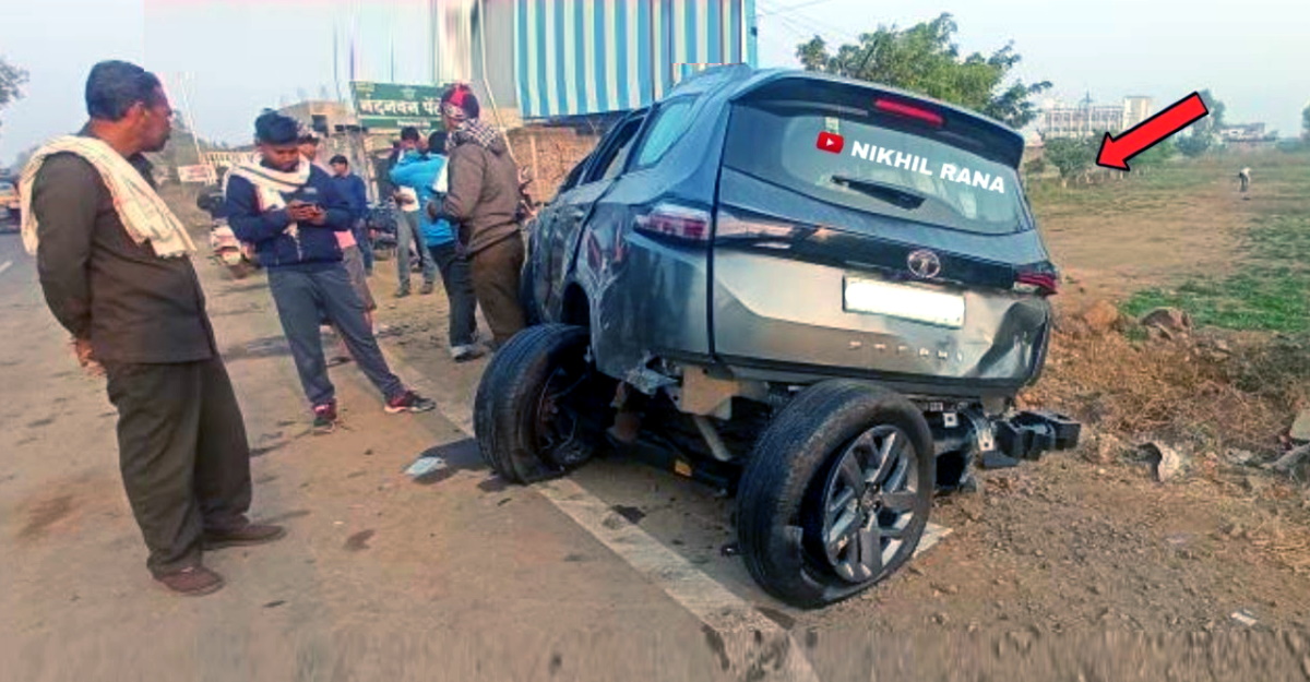 नई Tata Safari में हाई-स्पीड टायर फट गया, कई रोलओवर: यात्री सुरक्षित