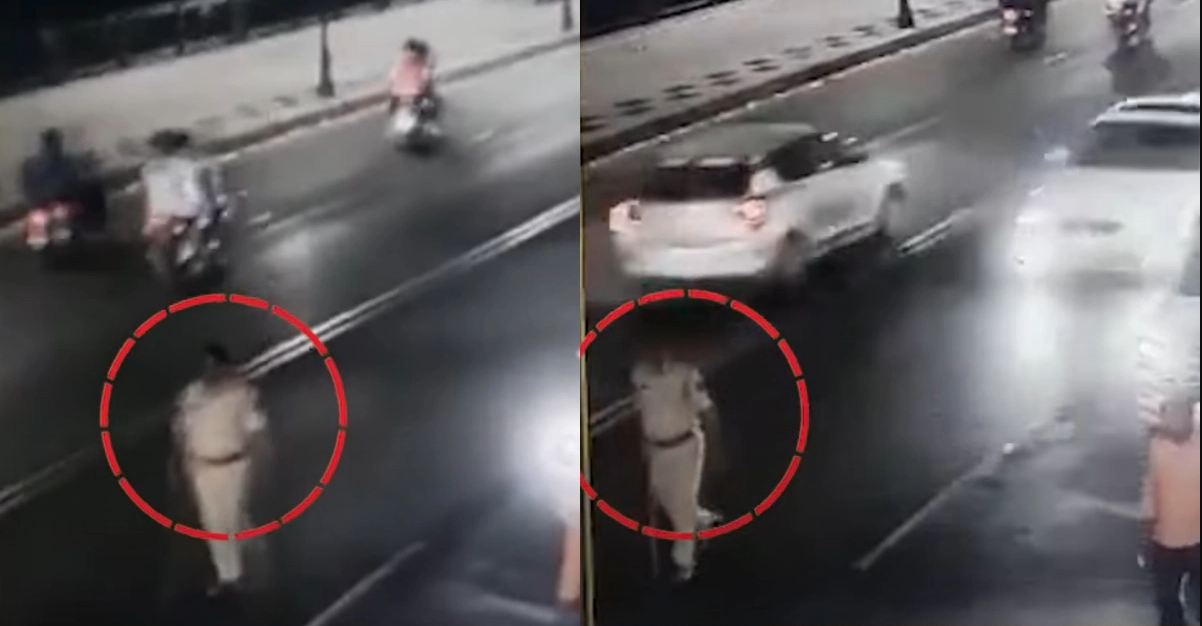 CCTV पर तेज रफ्तार BMW ने पुलिस इंस्पेक्टर को टक्कर मारी; कार जब्त