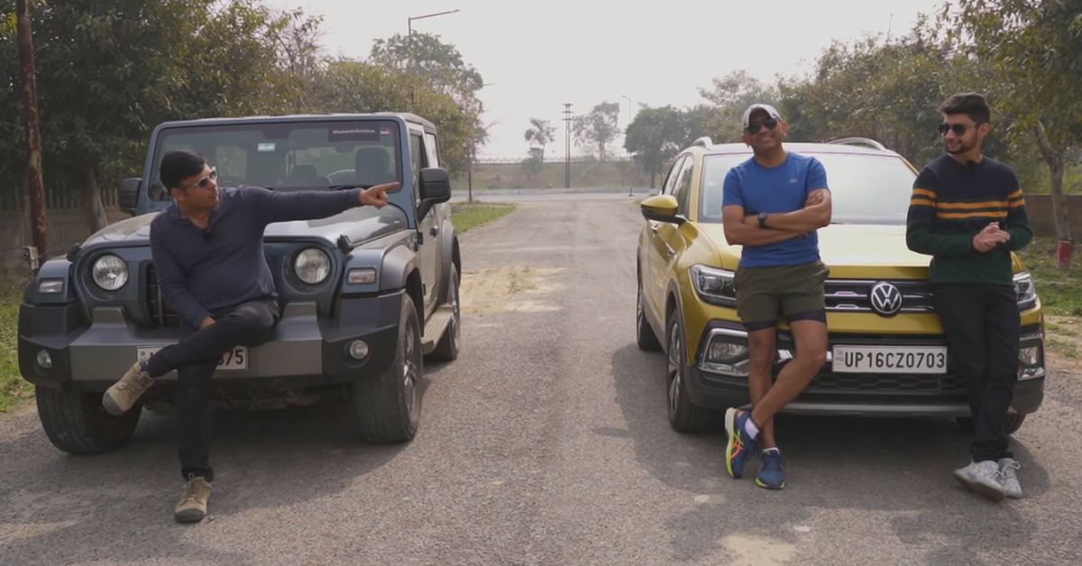 एक ड्रैग रेस वीडियो में Mahindra Thar vs Volkswagen Taigun