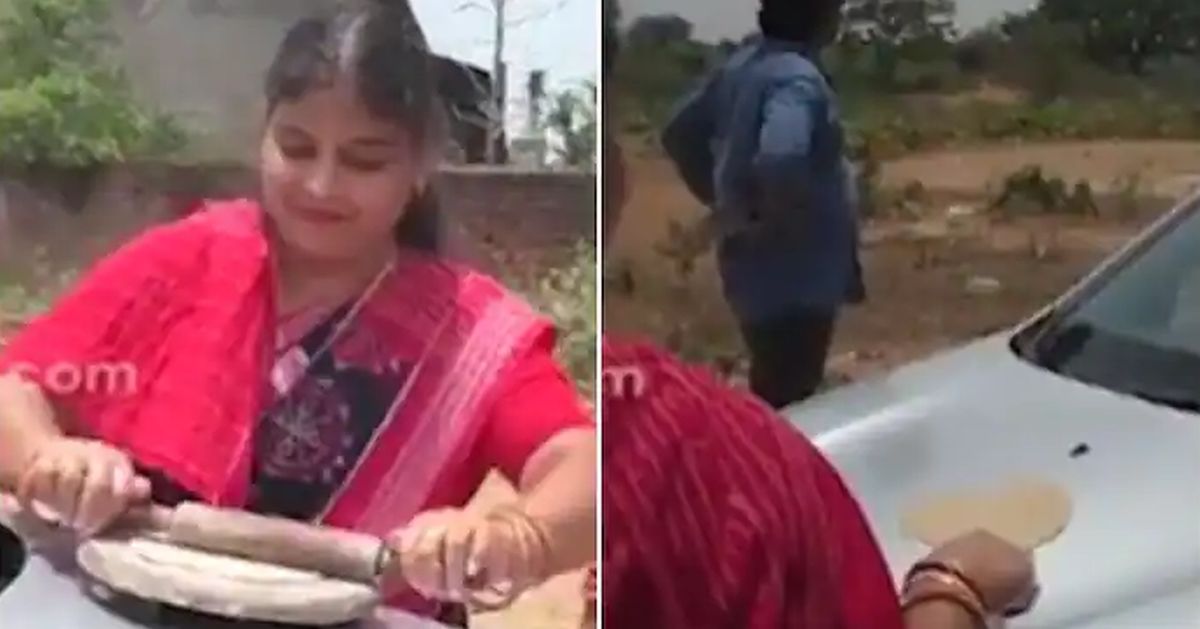 ओडिशा में तापमान 43 डिग्री तक पहुंचने पर महिला ने कार के बोनट पर रोटी पकायी